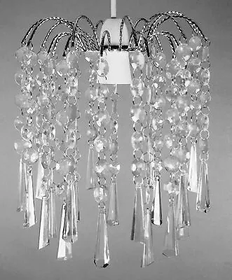 Chandelier Style Modern Ceiling Light Shade Droplet Pendant Acrylic Crystal Bead • £11.85
