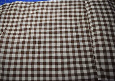 2336 1 Yd Vintage 1950's Thread Dyed Woven Fabric Brown/white Lg Gingham • $8.99