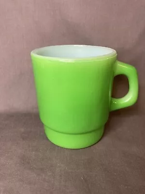 Vintage Anchor Hocking Fire King Milk Glass Lime Green Coffee Mug Cup • $8.95