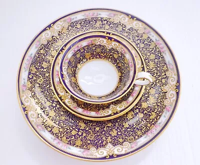 @Exquisite@ Copeland Spode Tea Set Gold Beads & Roses  Minton Coalport Cauldon • £105