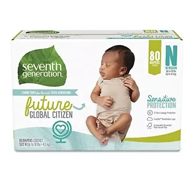 £103.99 • Buy Seventh  Generation Baby Diapers New Born Size, (80 Counts)