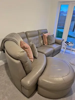 Grey Natuzzi Leather Reclining Corner Sofa • £1250