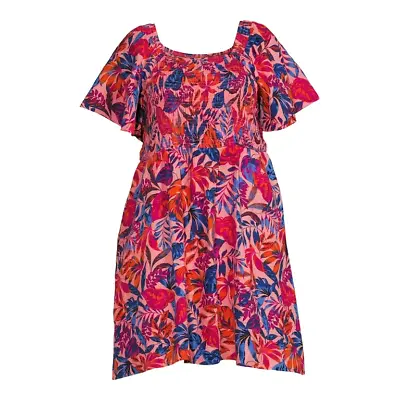 Terra & Sky Women's Plus Size Flutter Sleeve Fit & Flare Dress Size 1X 2X 5X NWT • $9.99