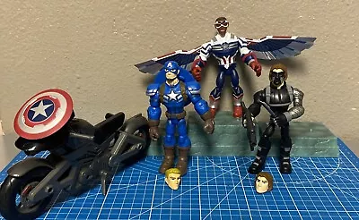 Disney Toybox Captain America Figures & Bike Marvel Lot Winter Soldier Falcon • $69.99