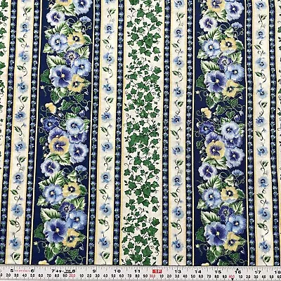 Vintage Faye Burgos For Marcus Brothers Metallic Pansy Cotton By The HALF YARD • $6.50