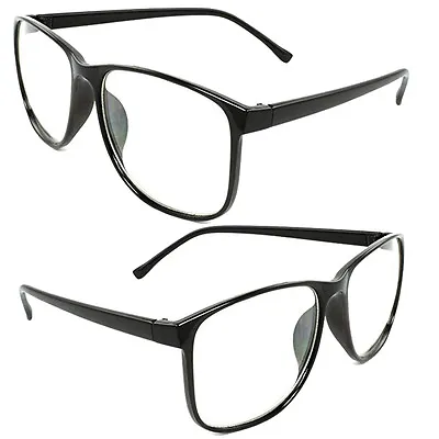 Large Oversized Vintage Glasses Clear Lens Thin Frame Nerd Glasses Retro BLACK • $10.99