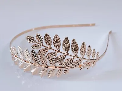 $25.20 • Buy Women Girls Light Rose Gold Color Boho Leaf Party Hair Headband Crown Tiara Hoop