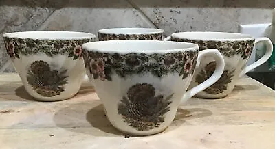 Set Of 4 -Vintage Myott Queen’s Churchill  “ Thanksgiving 🦃 Turkey“ Coffee Cups • $119