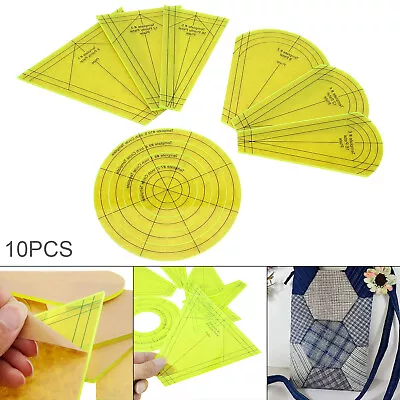 10PCS Quilting Template Set Acrylic Hand Patchwork Ruler For DIY Sewing Cutting • £13.15