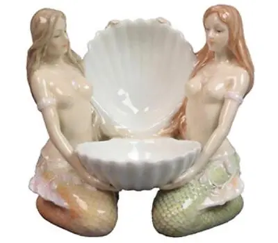 Mermaid Fine Porcelain Ring Jewelry Tray Shell Dish Bowl Fantasy Retired • $82.99