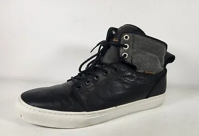 Vans Shoes Alomar Sk8 Hi Mens 10 Black Leather Canvas High Top Skate Sneakers • $34.99