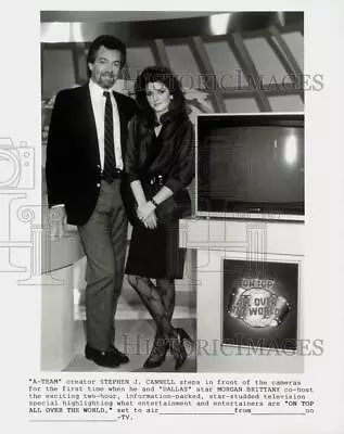 Press Photo Stephen Cannell And Morgan Brittany Host TV Special - Kfp00235 • $19.99