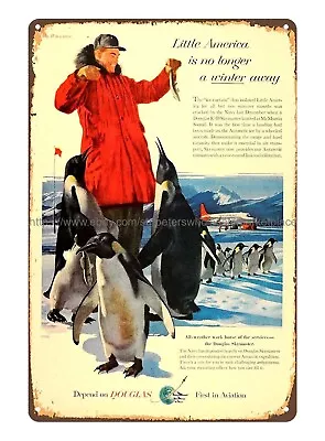 Home Decor Sale 1956 Douglas R5D Skymaster Penguins Antartica Navy Tin Sign • $15.85