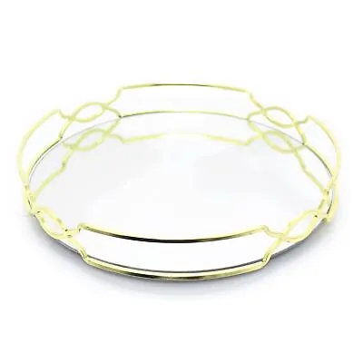 £19.98 • Buy Gold Mirror Glass Metal Candle Plate Holder - Vanity Tray Perfume Display