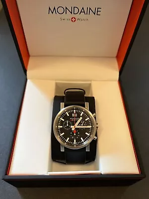 Mondaine Swiss Railways Watch - Black Quartz Chronograph -- Very Good Condition! • $285