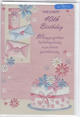 Open 40th Birthday Card For A  Woman Lady Female  Quality Card Paper Insert • £2.49