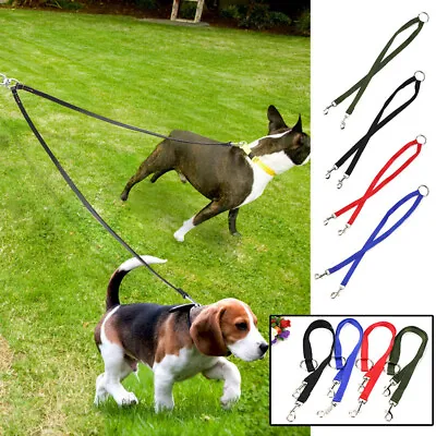 2Way Double Dual Dog Leash Lead Walk 2 Dog With 1 Lead Coupler Nylon Harness • £3.59