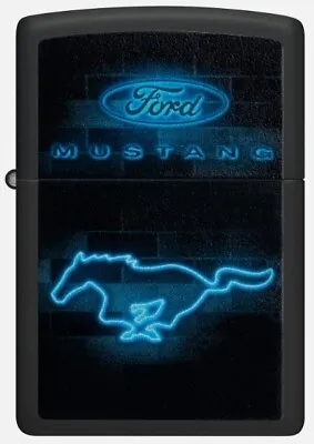 Zippo Ford Mustang Neon Logo Black Matte 48404 • $28.85