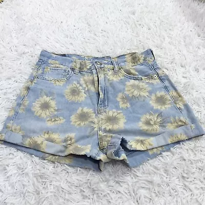 American Eagle Sunflower Print Mom Shorts Light Wash Size 4 • $20