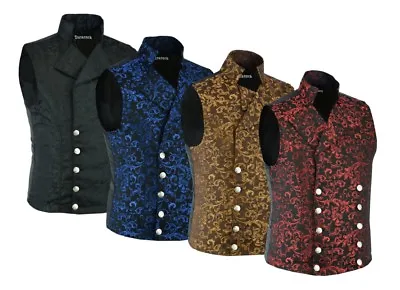 Men's Brocade Double-Breasted Vest Waistcoat Gothic Aristocrat Steampunk  • $44.35