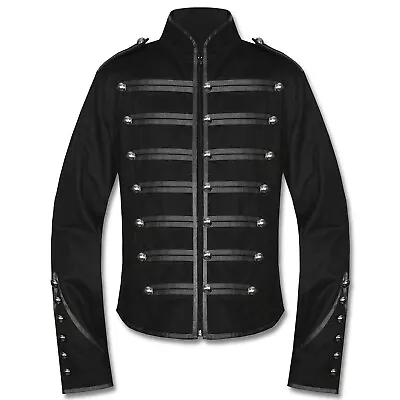 Mens Gothic Punk Emo Parade Military Marching Band Drummer Jacket In Black • $44.99