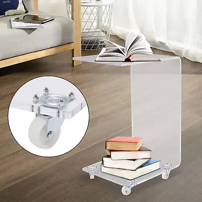 33*35.5*60cm Bedside Table Sofa Side Table Mobile C Shaped End Table With Wheels • $93.10