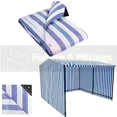 Blue/White 170gsm Striped Tarpaulin Heavy Duty Market Stall Cover Tarp Sheet • £14.49