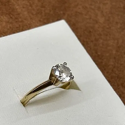 Vintage Ladies 9ct Yellow Gold Cubic Zirconia Solitaire Ring Size M • £72.50