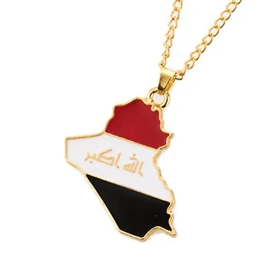 $5.79 • Buy Fashion Republic Of Iraq Map Flag Alloy Pendant Necklace For Women Jewelry,,