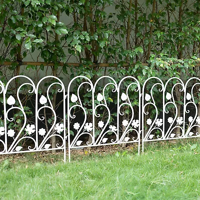 5X Decorative Garden Fence Outdoor Coated Metal Folding Patio Flower Bed Fencing • $59.93