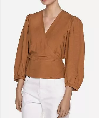 Veronika Maine Linen Wrap Blouse 14 BNWT  • $88