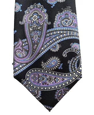 Daniel Cremieux Nwt Black Paisley Silk Seven 7 Fold Handmade In Italy Neck Tie • $36.99