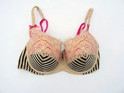 M & S Boutique Padded Balcony Bra Satin Striped Rose Quartz  Marks Spencer • £14.99