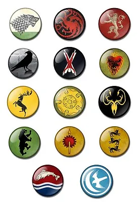 GAME OF THRONES 25mm Button Pin Badge Stark Targaryen Lannister Baratheon • £1.35