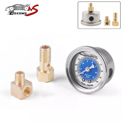 Fuel Pressure Gauge Liquid Filled Meter 1/8 NPT 100PSI For VMS Honda Acura Civic • $12.49