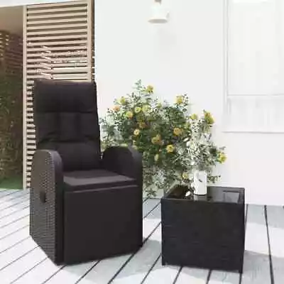 2 Piece Garden Lounge Set Black Poly Rattan&Steel • $509.54