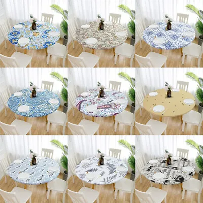 $14.84 • Buy Elastic Round Tablecloth Fitted Non-Slip Waterproof Oilproof Dining Table Cover
