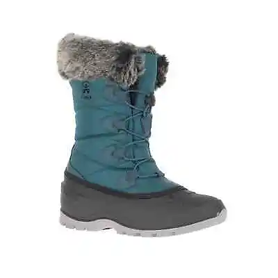 KAMIK MOMENTUM-3 Snow Seam-Sealed Waterproof Plush Faux-Fur Collar Boots TEAL • $95.22