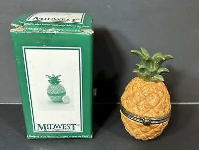 PHB Midwest Of Cannon Falls Pineapple With Slice Trinket Porcelain Hinged Box • $59.95