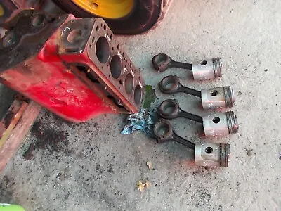 Farmall M MV IH Tractor Engine Motor Block W/ Rod Caps & M&W Pistons Rods Rings • $1195