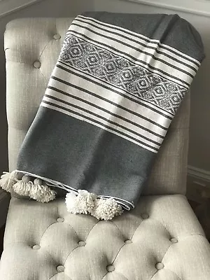 Brand New Moroccan Grey & White Blanket & Pillows • $200