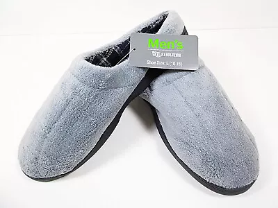 Mens Slippers House Shoes Gray Large Slip On Size 10 To 11 Grey Lg Lounging Shoe • $12.99