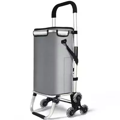 VOUNOT Lightweight Folding Insulated Shopping Trolley Cart On 6 Wheels 50L Grey • £39.99