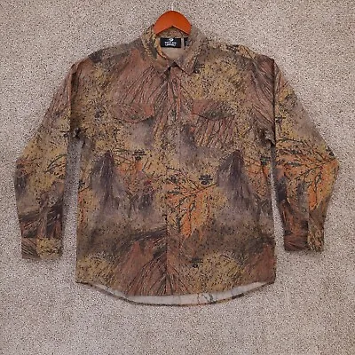 Mossy Oak Shirt Mens Large Brush Camo Long Sleeve Button Outdoor Hiking Hunting • $29.95