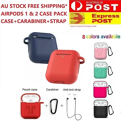 $5.99 • Buy Premium Quality Airpods 1&2 Shockproof Silicone Case Cover Strap Carabiner Apple