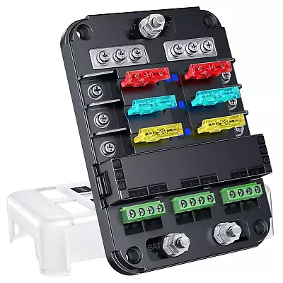 12V Fuse Block Upgraded 6 Circuit 12 Volt Blade Fuse Box Kit With Electrical Sw • $40.86