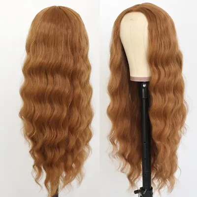 Long Wavy Orange Hair Synthetic Lace Front Wigs Women Daily Party Wig Natural • $16.90