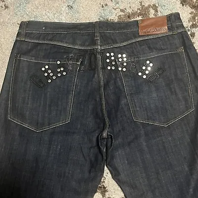 Artful Dodger  GRAVEDIGGERS  Embellished Spellout Jeans Size 42x33 Baggy Y2K • $40