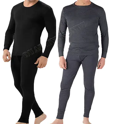 Mens Thermal Underwear Set Long John & Full Sleeve Shirt Black Charcoal  • $11.19