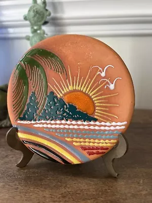 Painted Terra Cotta Plate Small  Hand Painted Wall Hanging • $17.99